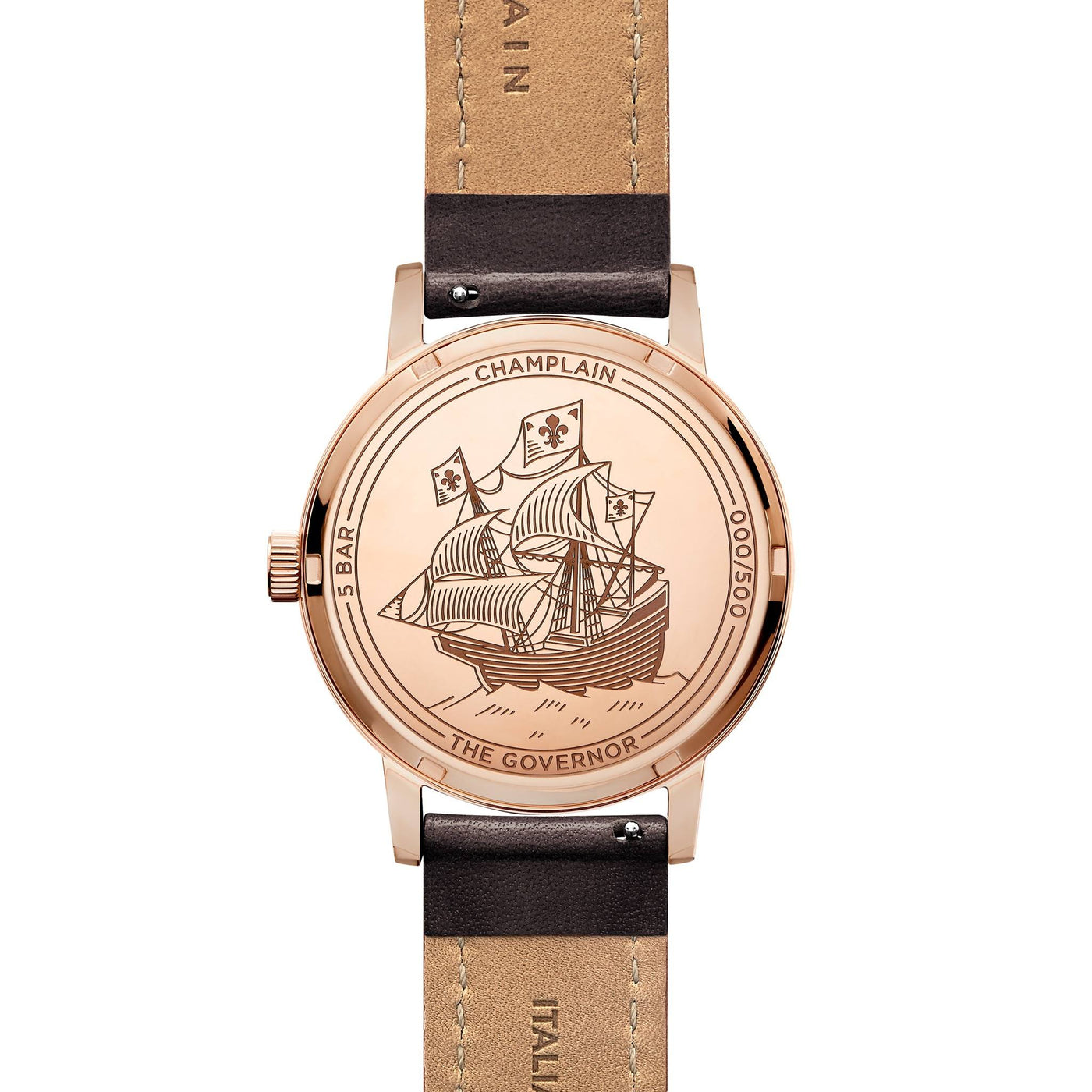 Rose Gold/Black - Brown Governor Watch by Champlain