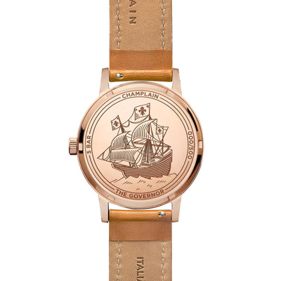 Rose Gold/Black - Tan Governor Watch by Champlain