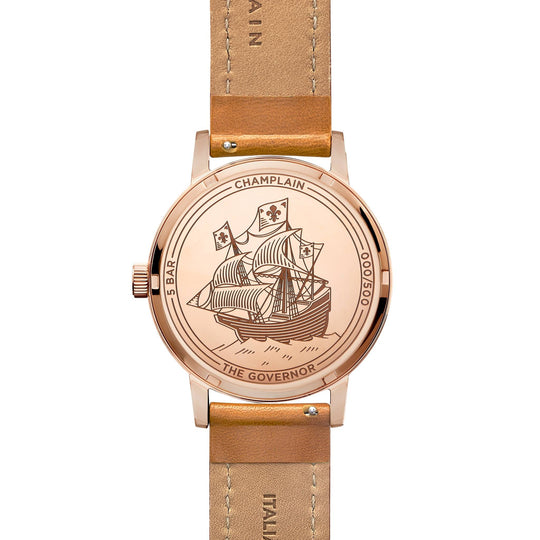 Rose Gold/White - Tan Governor Watch by Champlain