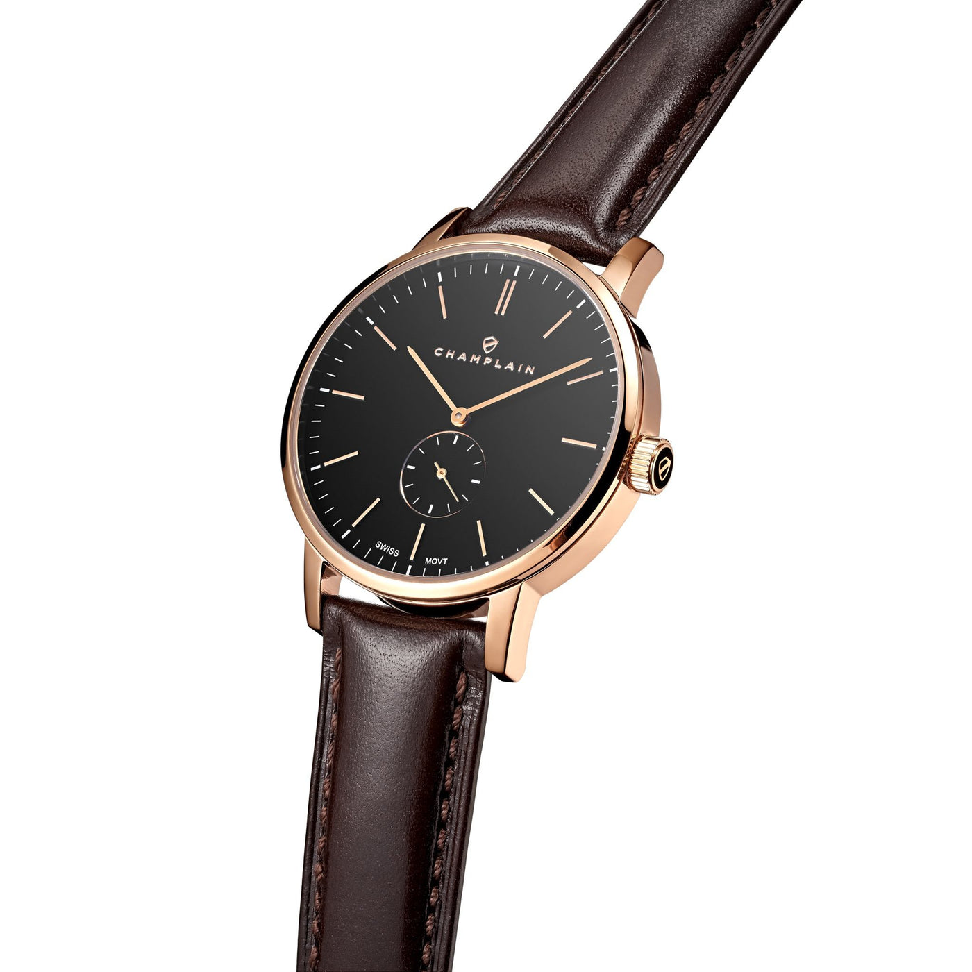 Rose Gold/Black - Brown Governor Watch by Champlain