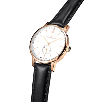 Rose Gold/White - Black Governor Watch by Champlain