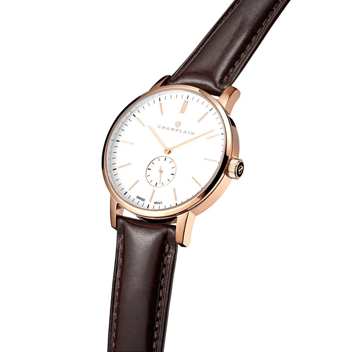Rose Gold/White - Brown Governor Watch by Champlain