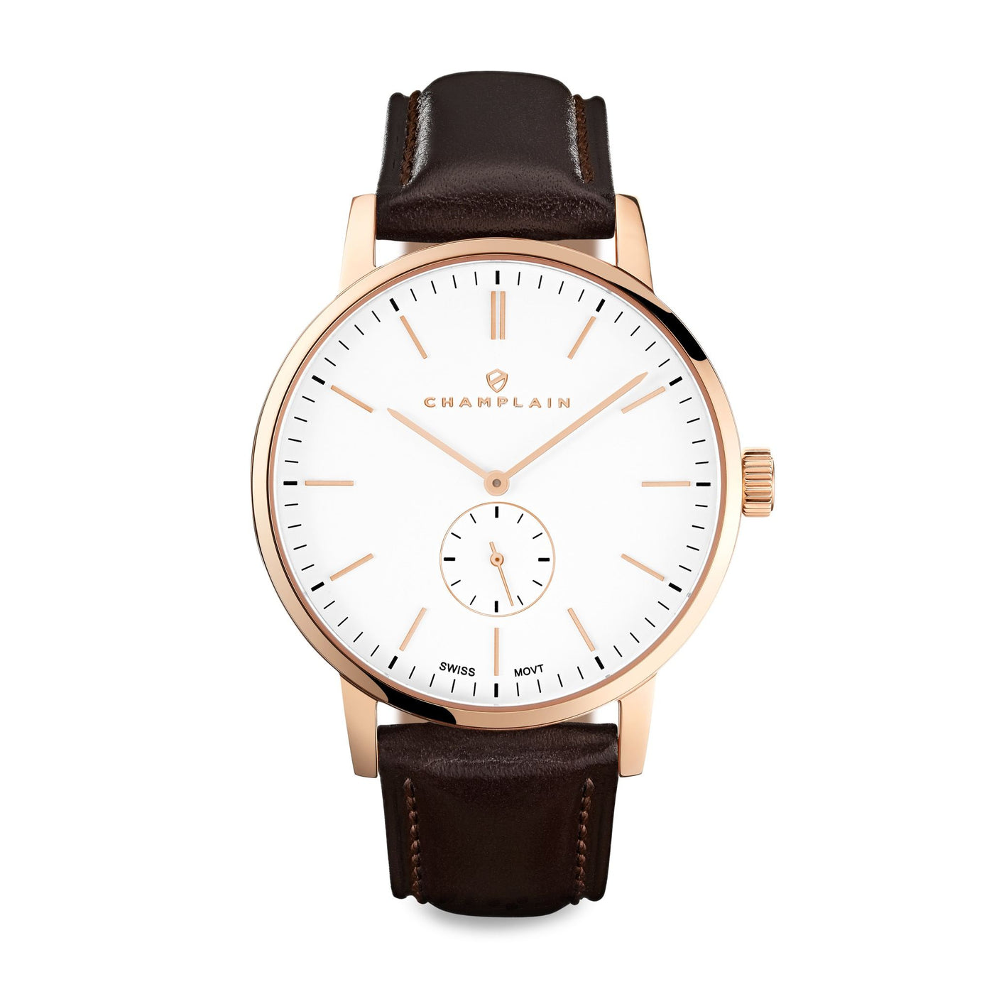 Rose Gold/White - Brown Governor Watch by Champlain