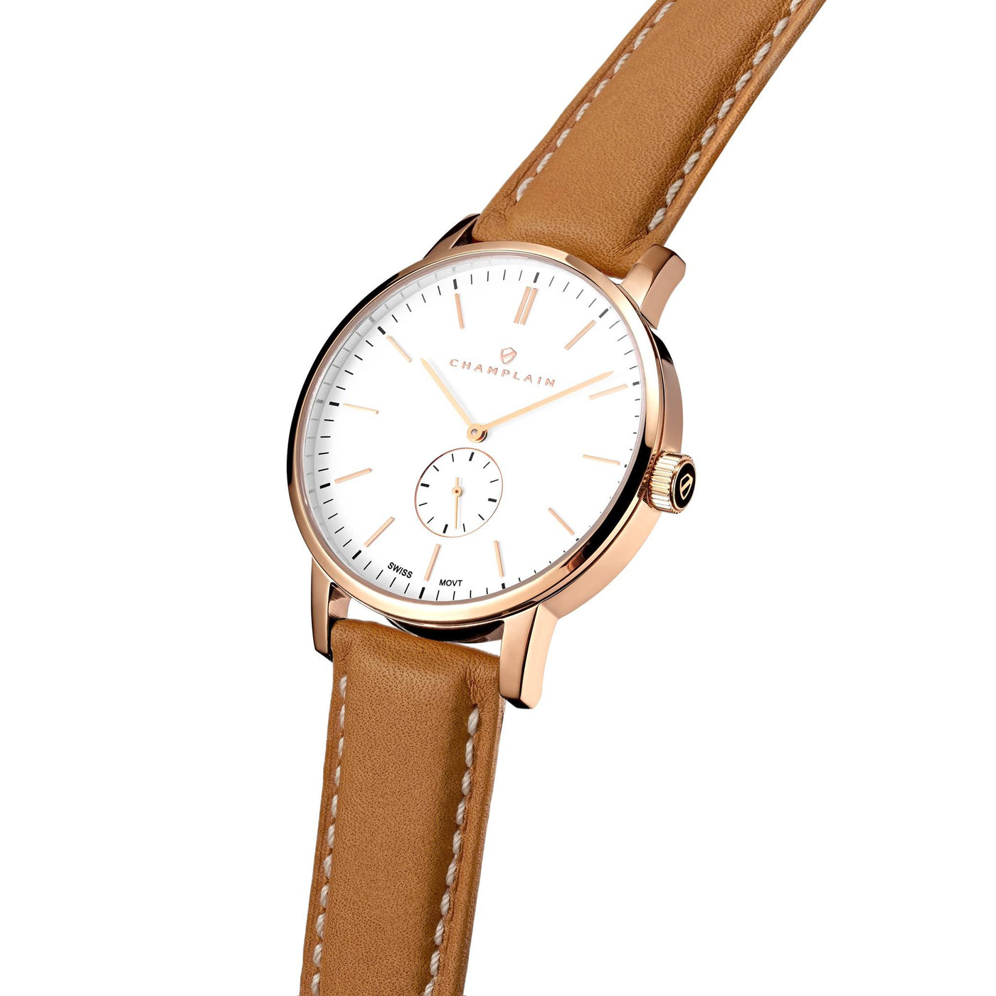 Rose Gold/White - Tan Governor Watch by Champlain