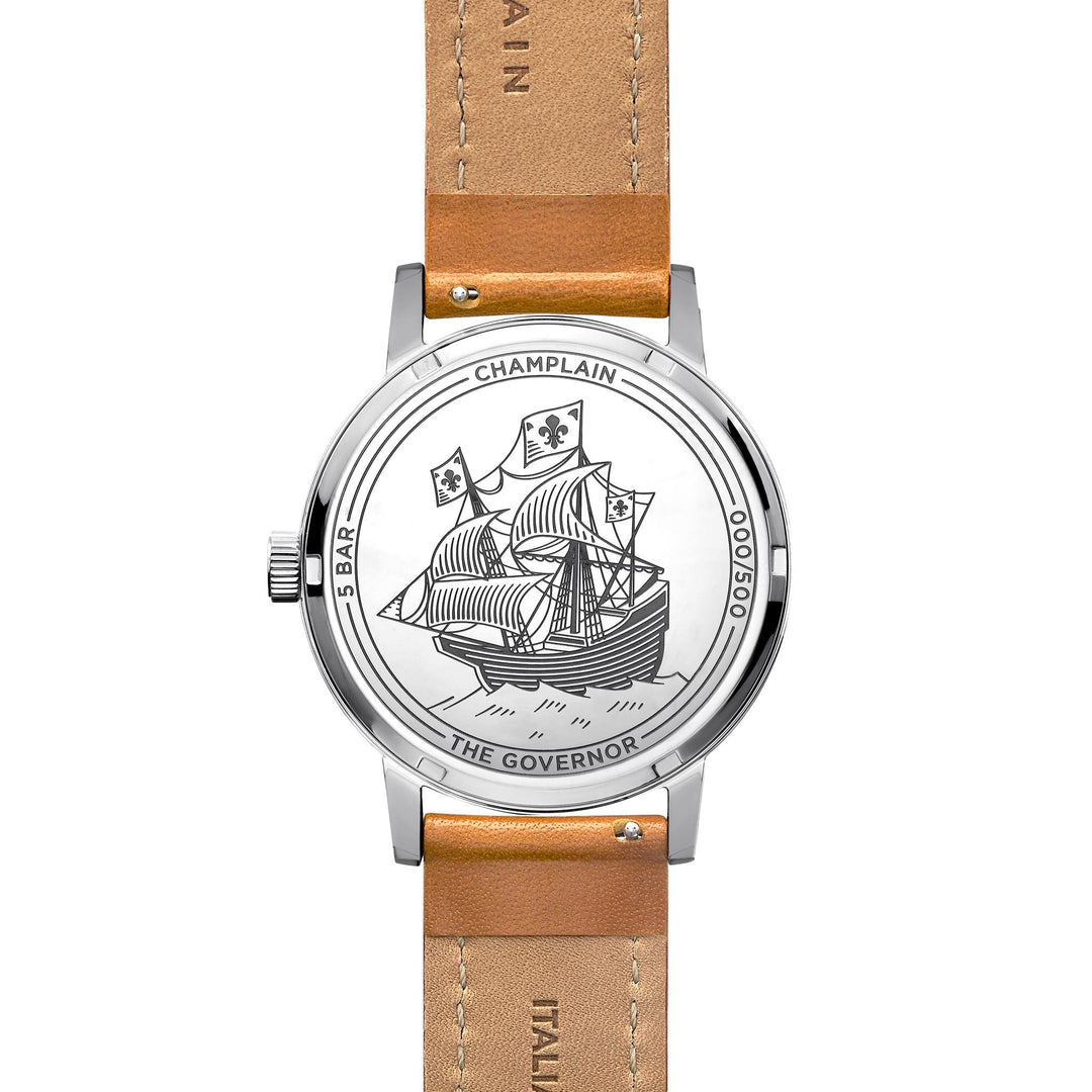 Silver/Black - Tan Governor Watch by Champlain