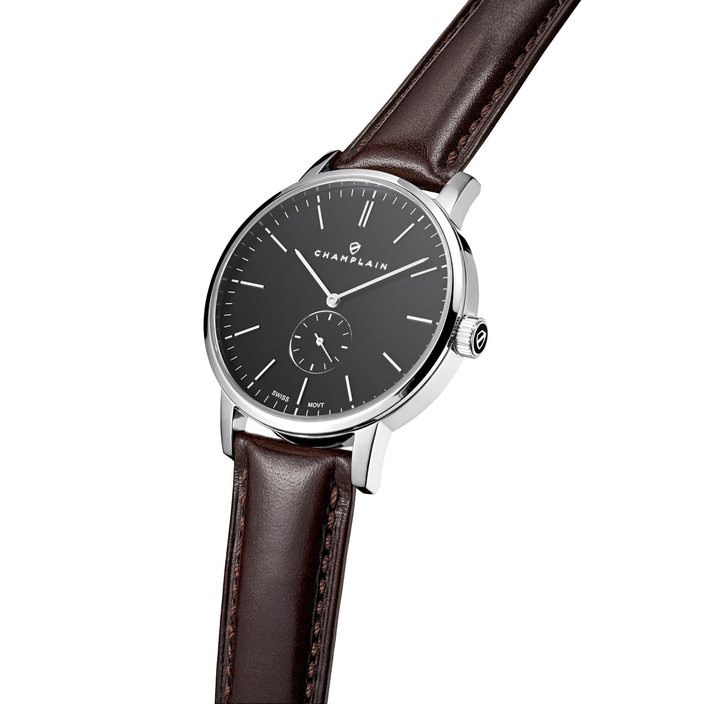 Silver/Black - Brown Governor Watch by Champlain
