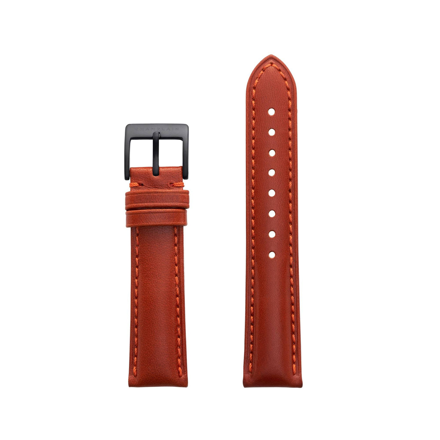 Fox-Black Leather Watch Strap by Champlain
