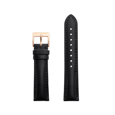 Black-Rose Gold Leather Watch Strap by Champlain