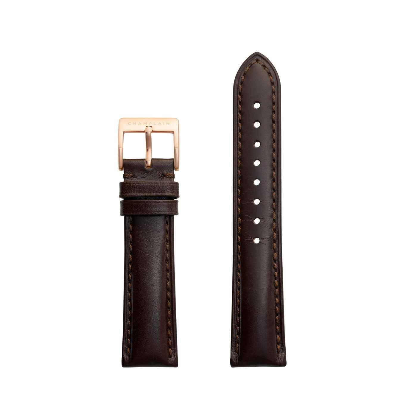 Brown-Rose Gold Leather Watch Strap by Champlain