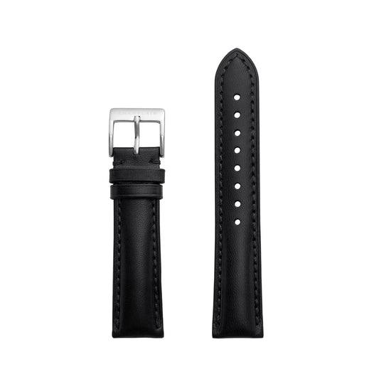 Black-Silver Leather Watch Strap by Champlain